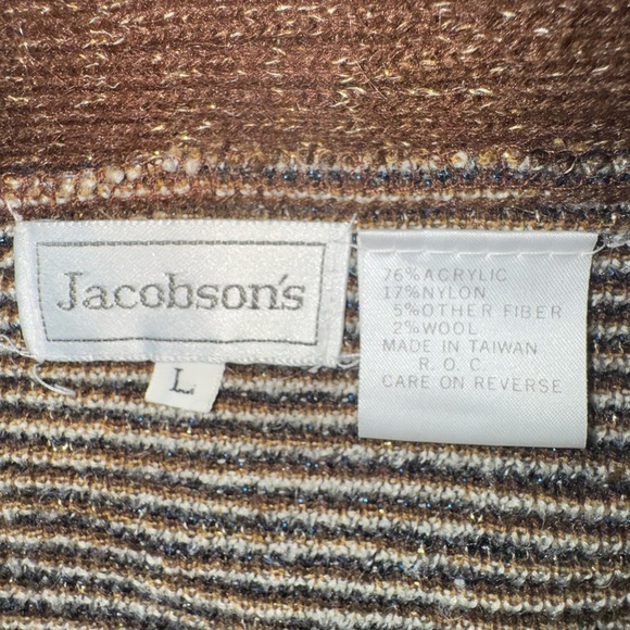 Vintage 80s Cardigan Sweater Multi Animal Print Metallic Leopard Pockets L - Picture 11 of 15